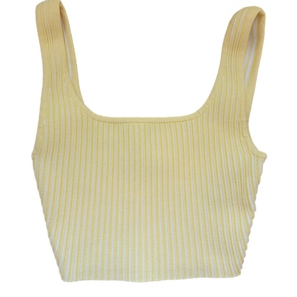 Aritzia Babaton Sculpt Knit Tank - Yellow/wht -sz 2xs